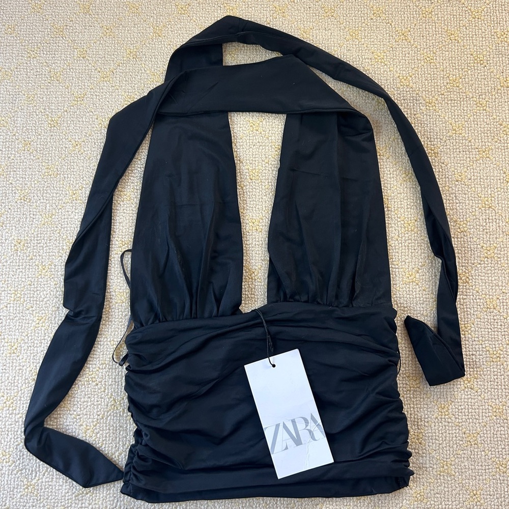 Zara Black Tie Halter Top